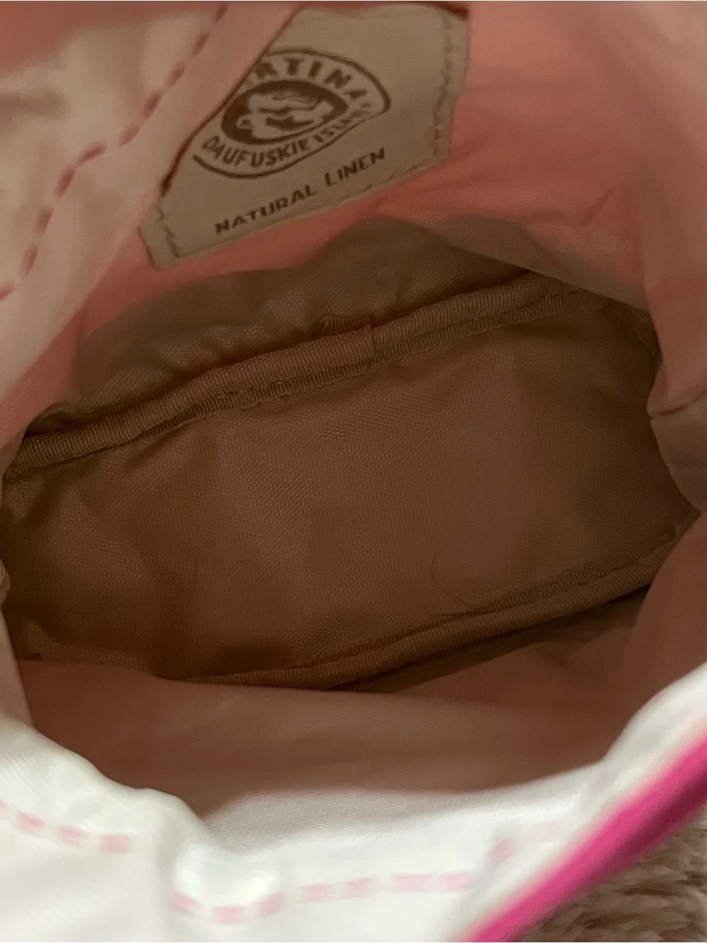 Spartina 449 Hot Pink Drawstring Pouch with Floral Trim NWT 02-04R